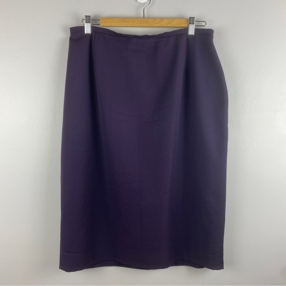 VINTAGE Jones Wear Purple Wool Pencil Skirt Size 18 - Picture 2 of 9
